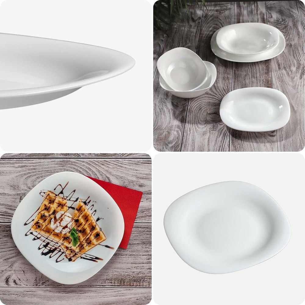 KADAX Dessertteller "Bleia", weiße Dessertteller , modernes Tellerset, 6 Stück, Spülmaschinengee