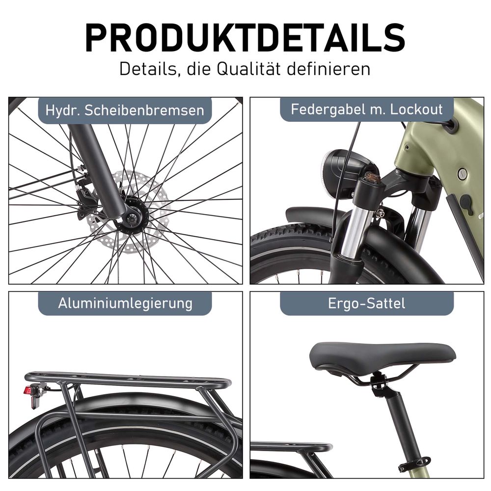 Maxtron Marathon 28" E-Bike Citybike, Bafang Heckmotor, 36V 22.5Ah (810Wh) Akku, bis 160km, Hydr. Scheibenbremsen, 7-Gang, Damen & Herren