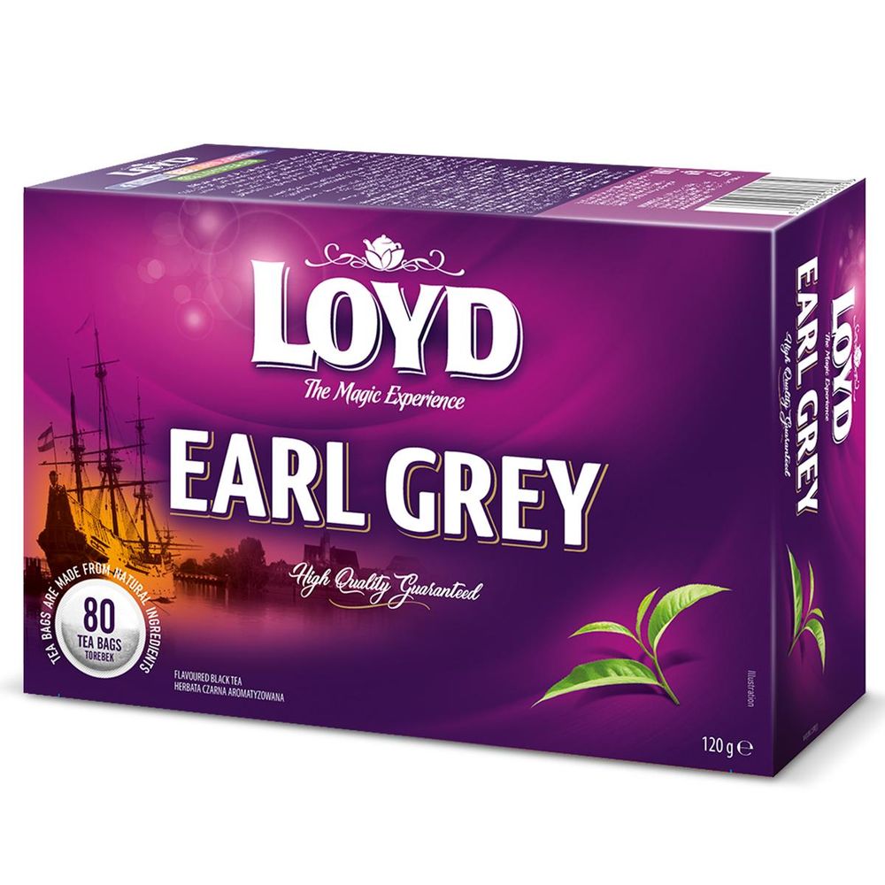 Loyd Earl Grey - 80 Torebek Herbata Czarna Ekspresowa Duże Opakowanie Premium