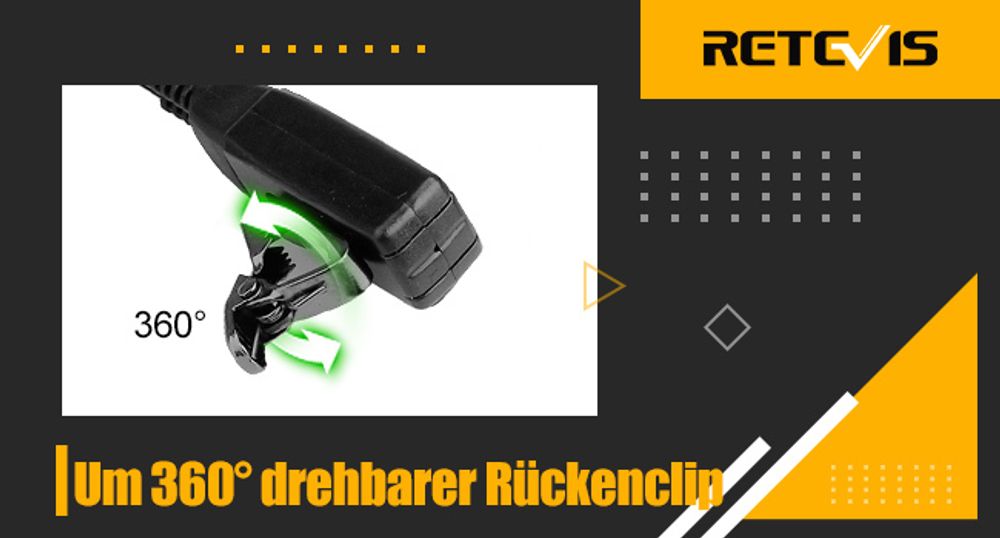 Retevis 1-pin 2,5-mm-Walkie-Talkie-Ohrhörer, Zwei-Wege-Radio-Headset mit Mikrofon, Funkgeräte Headset mit PTT kompatibel RB648 RT649 RT649P (2 Stück)