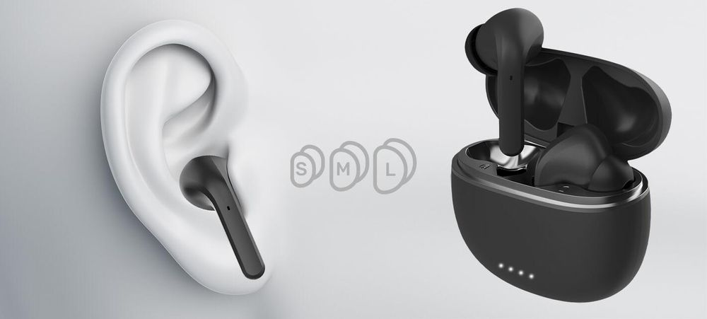 Forever Bluetooth drahtlose Kopfhörer 5.3 Modi ANC TWE-210 EARP mit Ladekoffer Mikrofon, Steuerung, LED-Anzeigen In-Ear Headphones