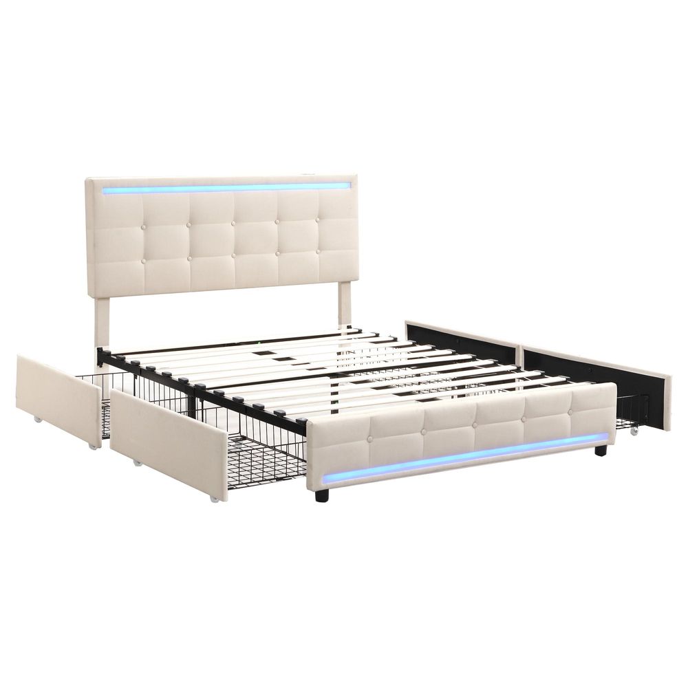 Bett mit led