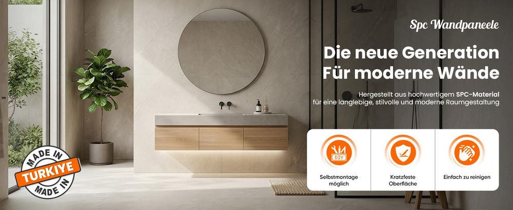 IZODEKOR SPC Wandpaneele 60x120 cm – Wasserdichte Wandverkleidung für Bad, Dusche & Küche - Stein Grau