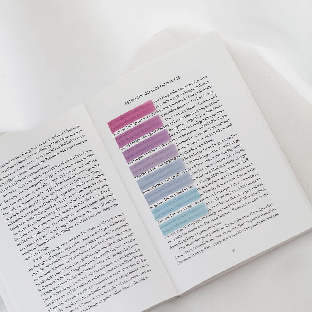 Ordinate-Blueberry Mist | 200 Stück Sticky Notes | Transparent Haftnotizen zum Markieren | Haftstreifen | Seitenmarkieren | Haftnotizzettel
