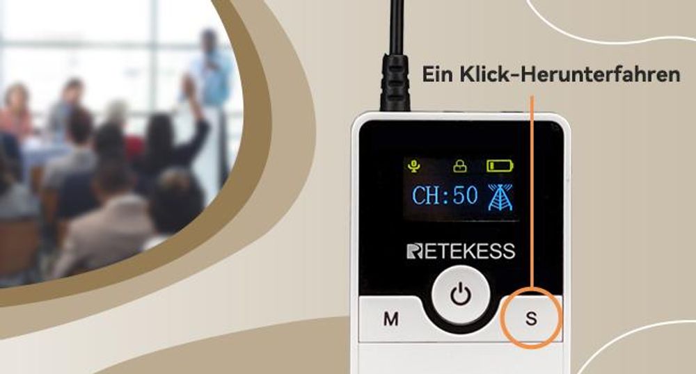 Retekess TT116 Tour guide system , 50-Kanal-Dolmetschersystem, 200 m Lärmreduzierung, Kabelloses Audio System für Tourismus, Kirche, Fabrik, Konferenz