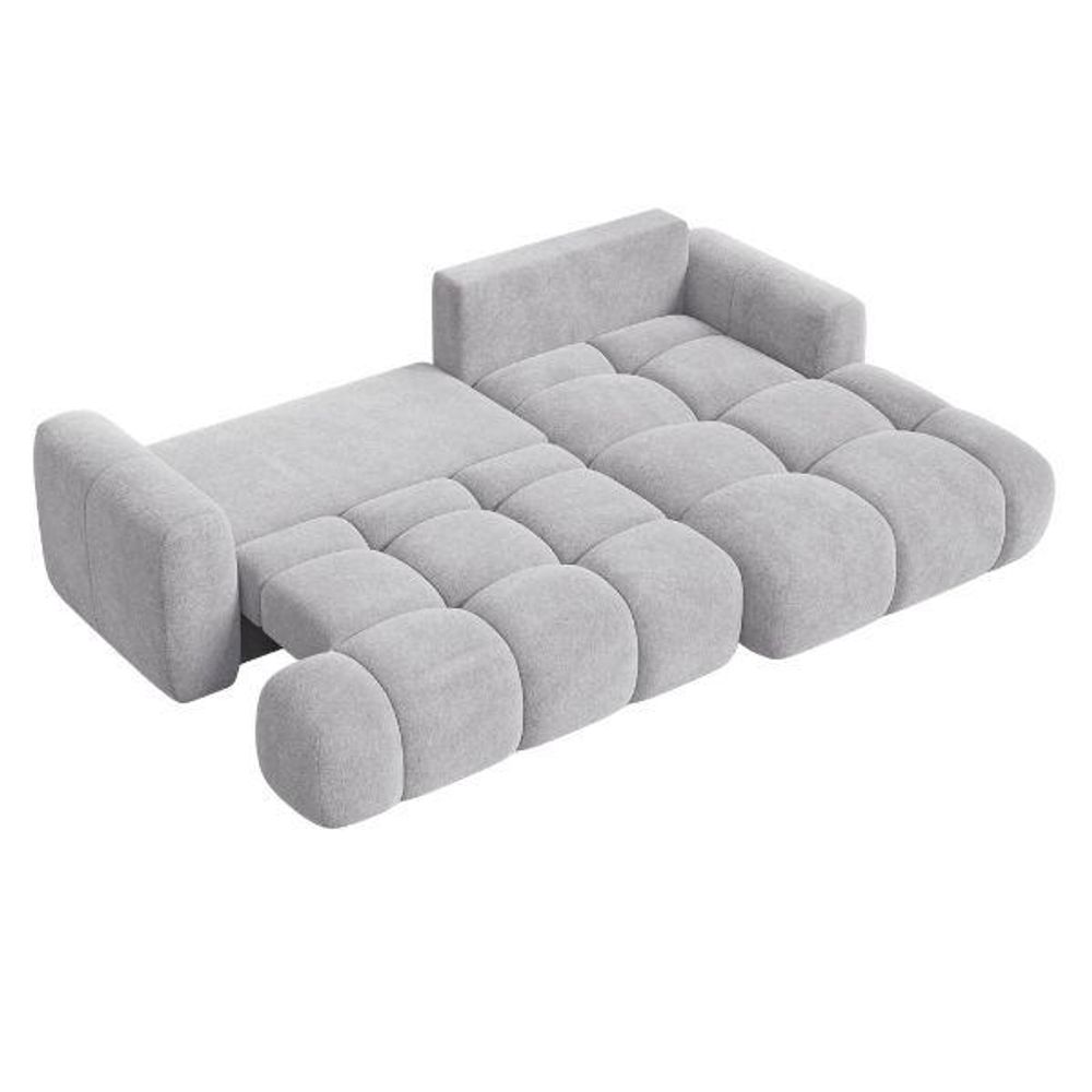 MORELLO Cloud Ecksofa Bouclé mit DL-Mechanismus, Schlaffunktion 140 x 210 cm und Bettkasten, Rechts – Monte 01