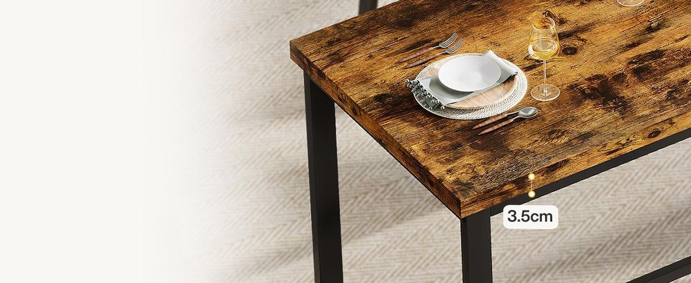Wanbor 200 cm Langer Esstisch für 6-8 Personen, großer industrieller rechteckiger Küchentisch aus Holz, rustikaler Esstisch mit robusten Metallbeinen