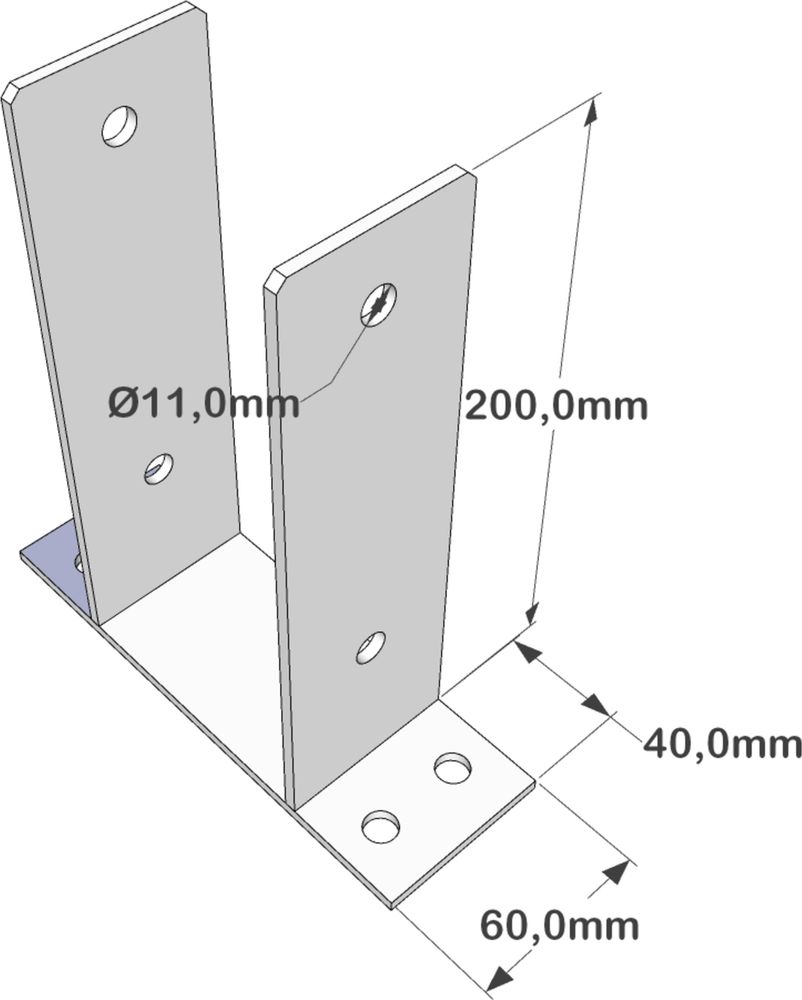 Pfostenträger für Pfosten 140 mm mit Bodenplatte feuerverzinkt für Holz-Pfosten 14 cm