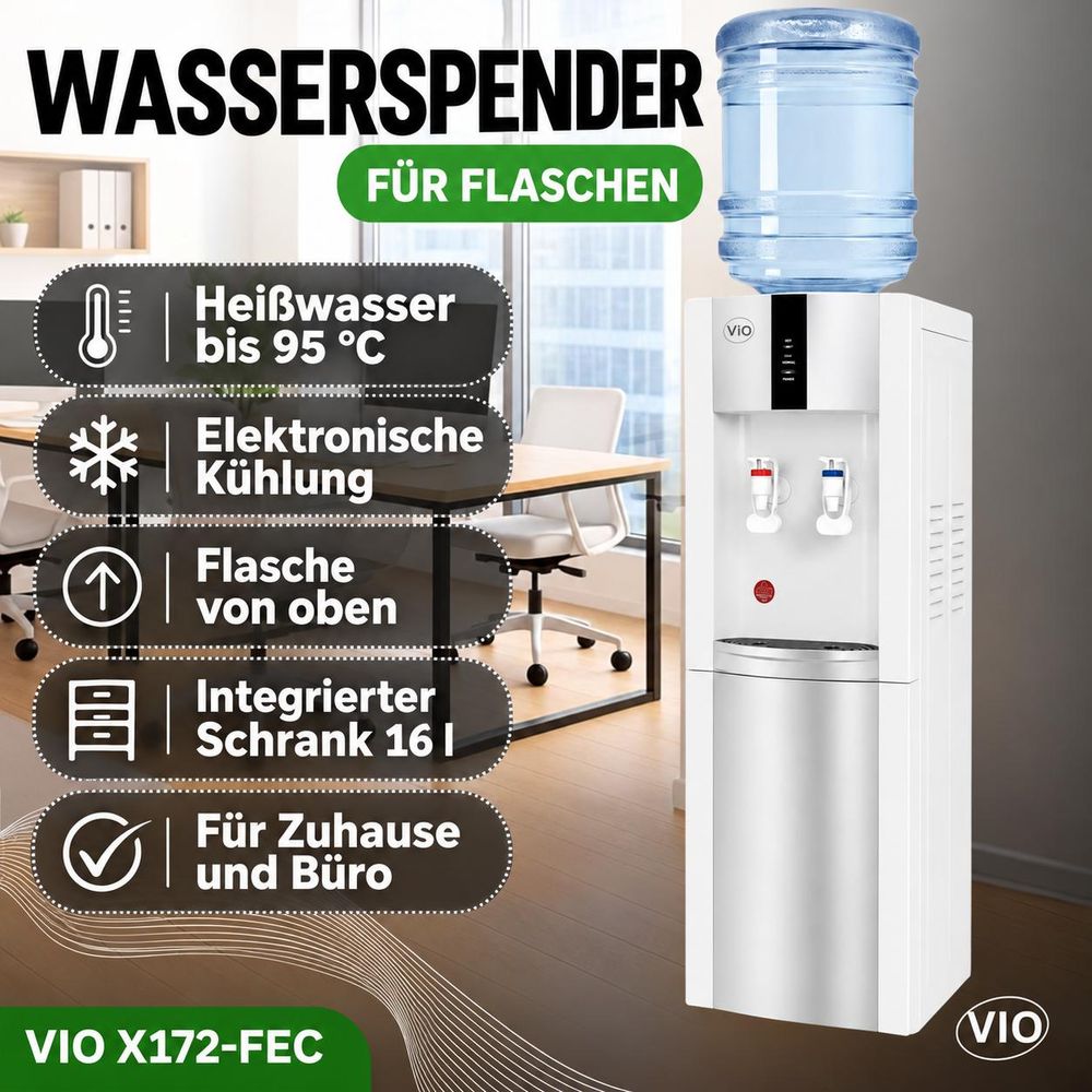 Wasserautomat ViO X172-FEC, weiß-grau, elektronische Kühlung, mit Schrank
