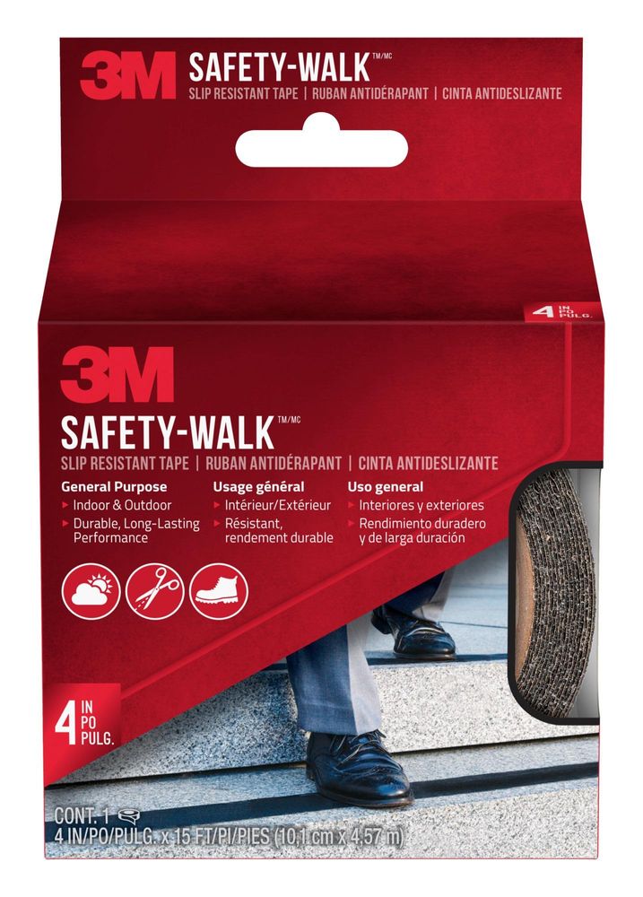 3M Safety-Walk Antirutschbelag 610B, Schwarz, 101 mm x 4,57 m, Innen/Außen, für Treppen und Rampen, Hochleistung