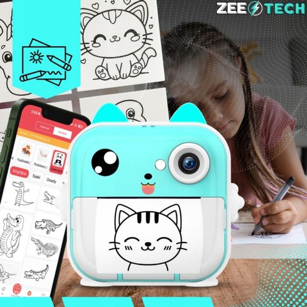 Sofortkamera Für Kinder Mini Drucker + 11 Rollen + Aufkleber