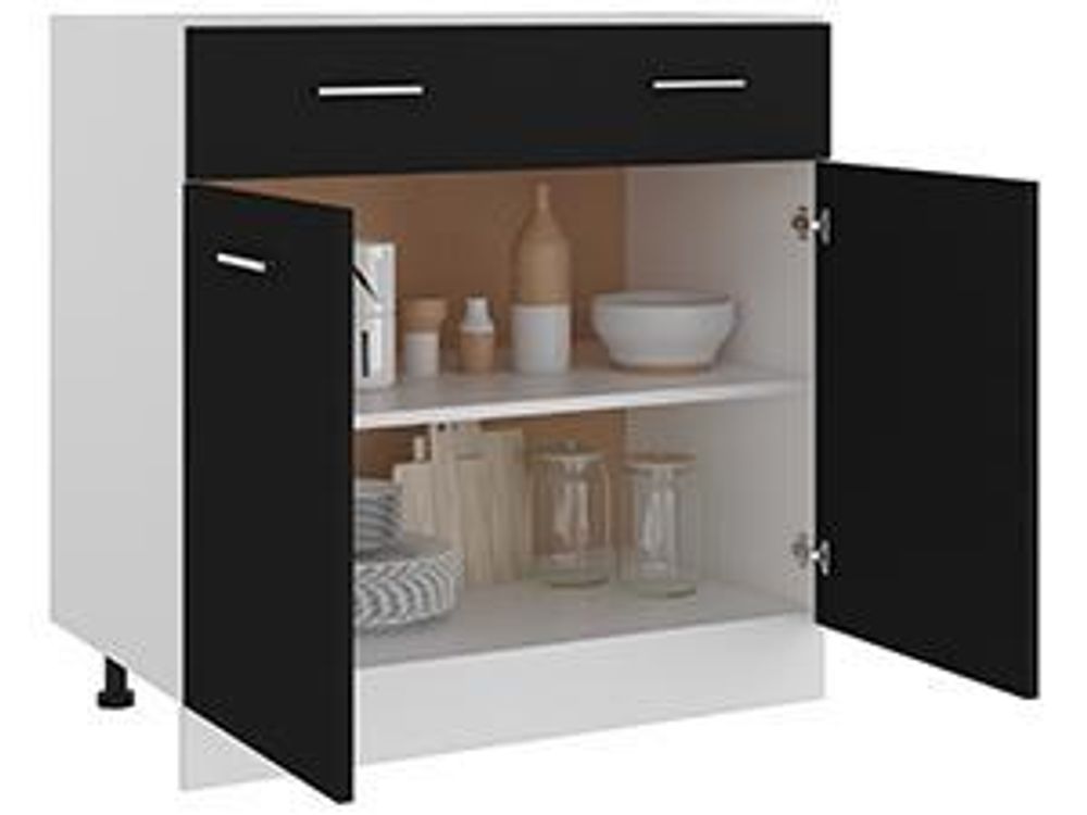 vidaXL Schubunterschrank Lyon Schwarz 80x46x81,5 cm Holzwerkstoff
