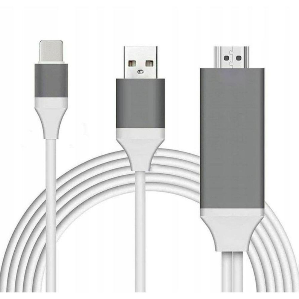 Adapter - HDMI Kabel - 1 m - Lightning auf HDMI - Full HD 1080p - USB - für iPhone iPad - Weiß