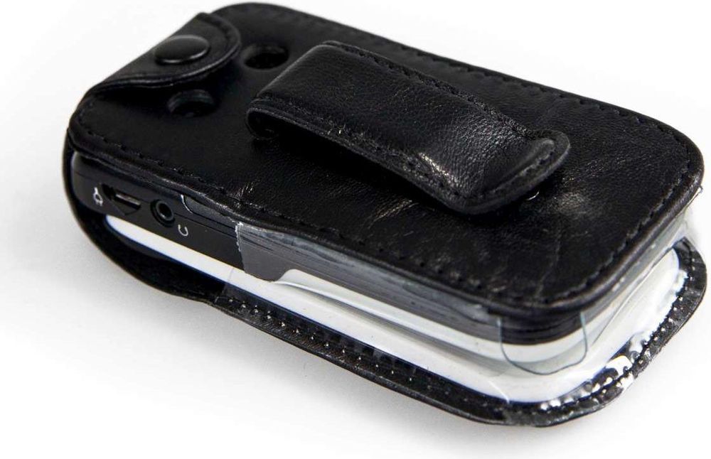 caseroxx Ledertasche mit Gürtelclip kompatibel mit Doro 610 aus Echtleder, Tasche mit Gürtelclip und Sichtfenster