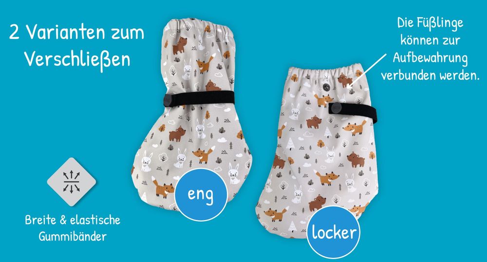 HECKBO Baby Regenfüßlinge Füßlinge mit Vlies Waldtiere Wald Forest Tiere 3-18 Monate