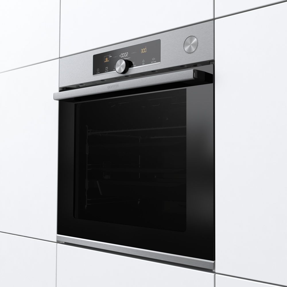 Gorenje BPSA6747A08XWI OptiBake Einbaubackofen, GentleClose Türeinzug, PyroClean, 77 Liter, schwarz