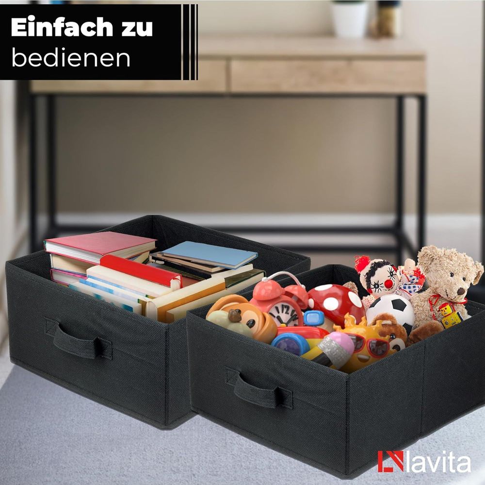 Lavita Storage Box | faltbare Aufbewahrung Boxen 31 x 31 x 15 cm | Schubladen-Organizer Box| Ordnungssysteme für Kleidung | Kleideraufbewahrung & Organisation | Schwarz | 1 stück