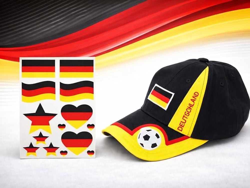 Basecap Fan Fußball mit GRATIS Tattoos Accessoire Deutschland