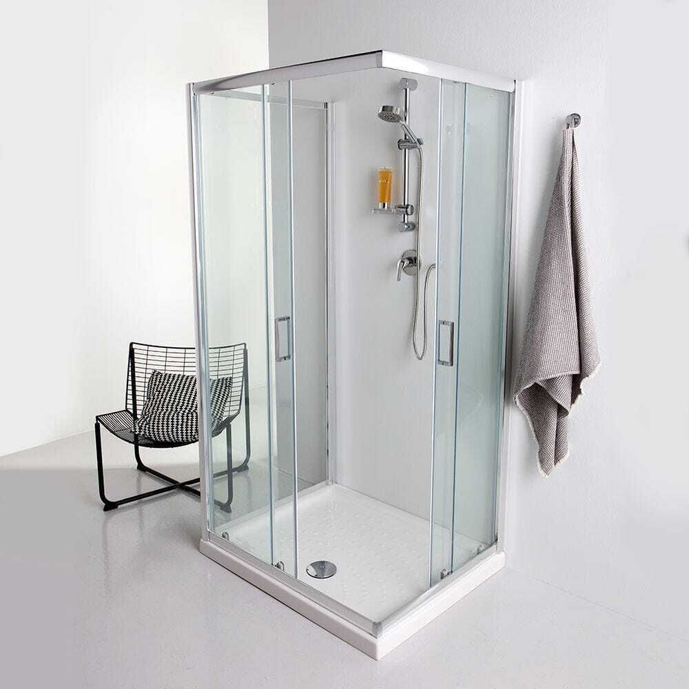 Vollgerahmte U- Kabine mit Gleittüren 70x100x70cm in Klarglass | Giada