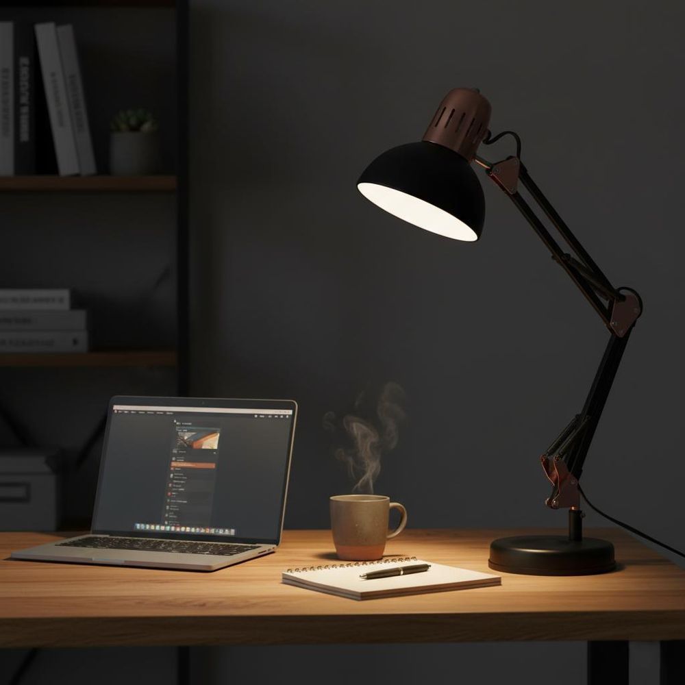 XUDO Schreibtischlampe E27, Schwarz & Gold, Metall, verstellbar mit Standfuß und Tischklemme – ohne Leuchtmittel