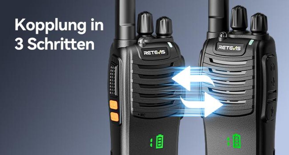 Retevis H777H Funkgeräte, Funkgeräte mit Bildschirm, Walkie Talkie mit 10-in-1 Ladegerät, Lizenzfrei PMR Funkgerät mit Headset, Funkgeräte