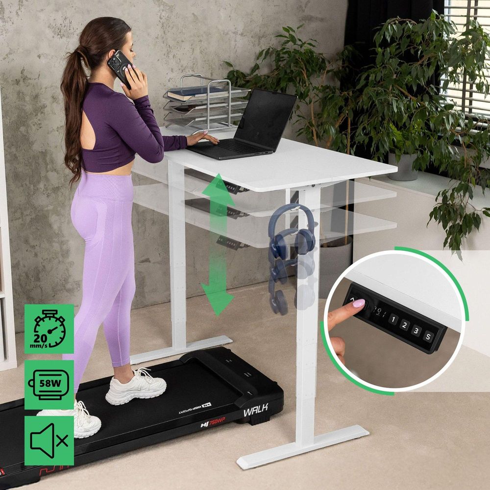 di volio výškovo nastaviteľný stôl elektrický písací stôl 140x80cm RAPALO biely