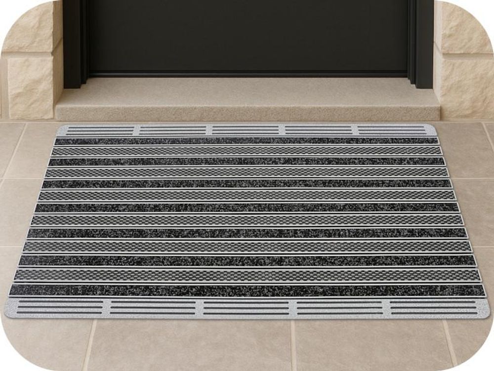 Elegante Türmatte Silber 60x90 cm – modernes Design mit klaren Linien