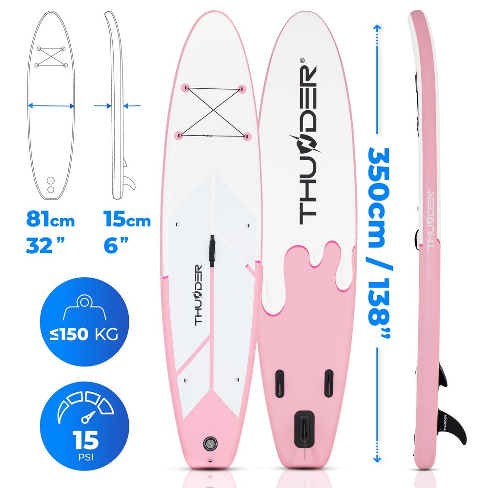 THUNDER Candy Stand Up Paddle Board 350x81x15cm Weiß Rosa bis 150 kg
