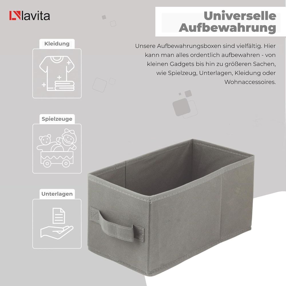 Lavita Storage Box | faltbare Aufbewahrung Boxen 15 x 31 x 15 cm | Schubladen-Organizer Box| Ordnungssysteme für Kleidung | Kleideraufbewahrung & Organisation | dunkelgrau | 1 stück