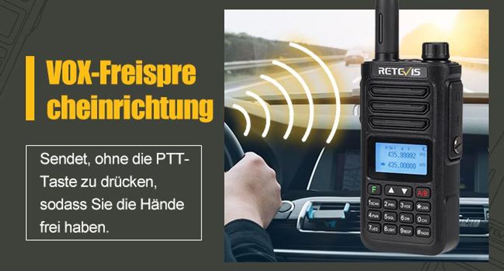 Retevis RA89 Amateurfunkgerät, Dualband Funkgerät, Unterstützung Chirp Amateurfunk, IP68, COMP, 1750hz, DTMF, VFO, Langstrecken,2500mAh Akku,Typ-C