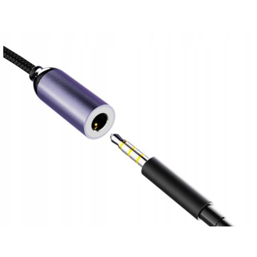 Cavo - Da USB-C a jack da 3,5 mm - Adattatore audio AUX DAC - mini jack - Nylon - 7 cm - Nero - Plug and Play