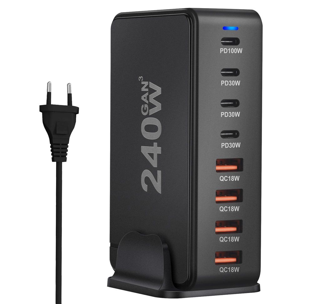 GaN 240W Schnellladegerät PD 4x USB C 4x QC 3.0 für LAPTOP IPHONE 100W MAC