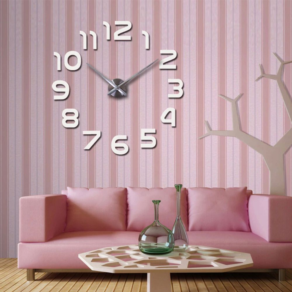3D Wanduhren Wanduhr Groß 60cm Uhr Mute Decor Wandtattoo Modern Deko Geschenk Home Office Büro DIY Wohnwand Wohnzimmer Wand Decoration Schwarz Retoo