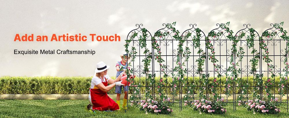 VEVOR Rankgitter für Kletterpflanzen, 51x180 cm, 6er Set, rostfreies Rankgitter aus Metall für Gartenblumen, Rosenspalier, Gurkenspalier, dekoratives Clematis-Spalier