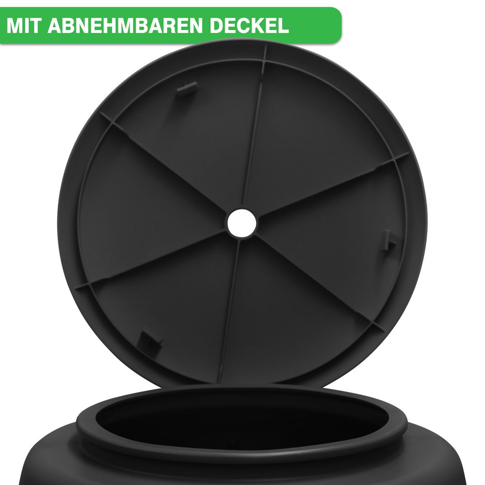 YourCasa Regentonne [CircleTower] 110L mit Standfuss, Deckel & Wasserhahn - Regenfass Frostsicher aus Kunststoff