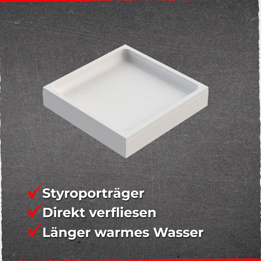 Das Bild zeigt unseren Hartschaum-Wannenträger für diese Duschwanne.