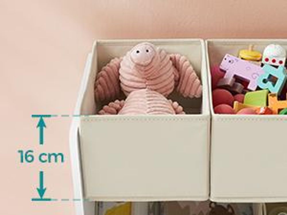 SONGMICS Kinderregal, Spielzeugregal, Bücherregal Kinder, mit 7 Aufbewahrungsboxen aus Vliesstoff, Kinderzimmer-Regal, geräumig, 29,5 x 62,5 x 60 cm,