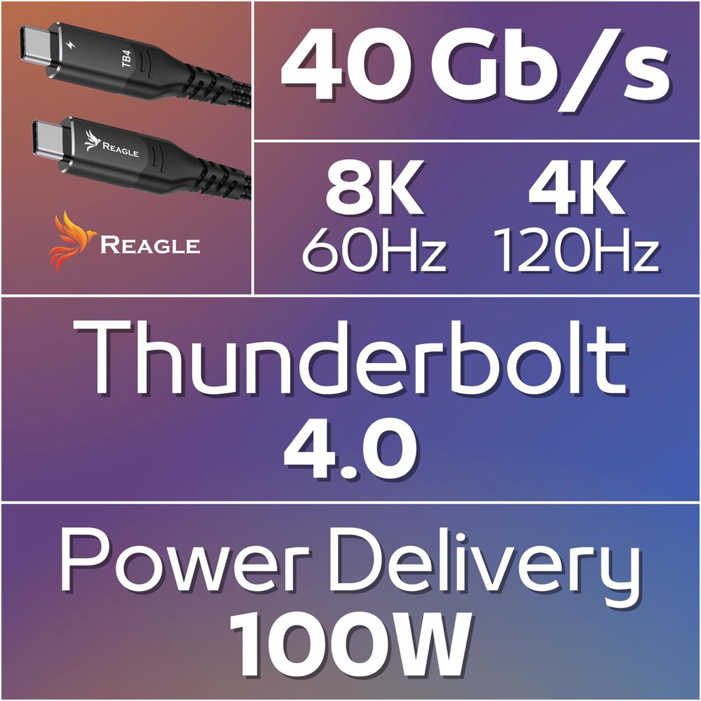 Reagle THUNDERBOLT 4 PRO USB-C PD 100W 8K 40 Gbps Macbook Pro Air Kabel 3m