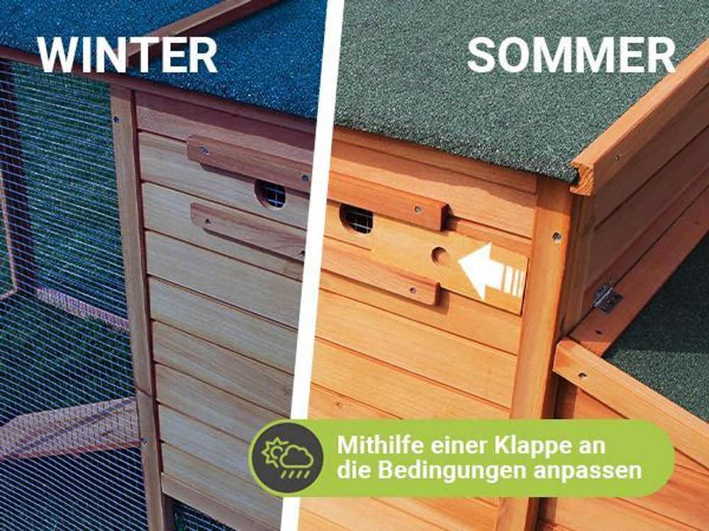 MyAnimal Hühnerstall MH-04 | Für 3-4 Hühner - Hühnerhaus - Nistkasten - Eiablage - Freilaufgehege - Wasserabweisendes Dach - Kleintierstall (Grau)