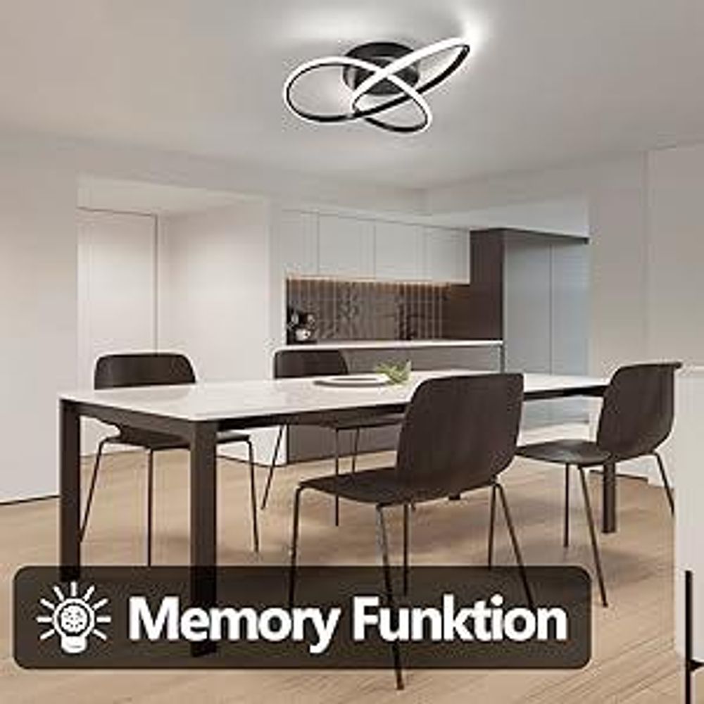 ZMH Lampada da soffitto Dimmerabile a LED nero con telecomando 40CM 33W Moderna lampada di design geometrico per soggiorno camera da letto cucina corridoio
