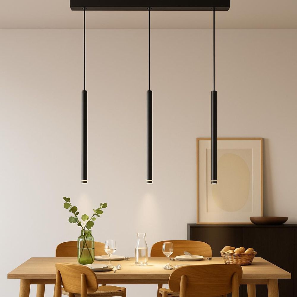 MasterLED Pendelleuchte – 3-flammig 50 cm – Schwarz – G9 – pendelleuchte esstisch – pendelleuchte modern – PIERO