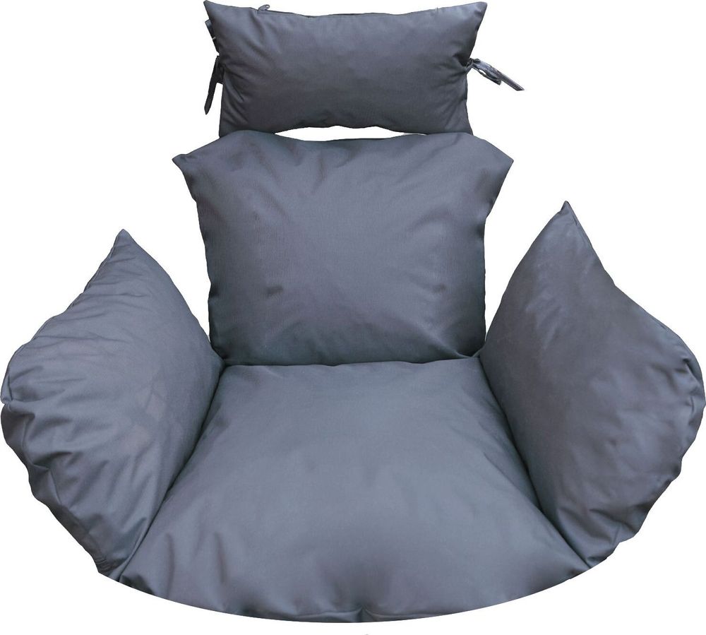 Hängesessel Kissen, Polster für Polyrattan / Rattan Hängeschaukel, Hängekorb, Schaukel Korb, Nur Kissen, Rückenkissen  - dunkelgrau