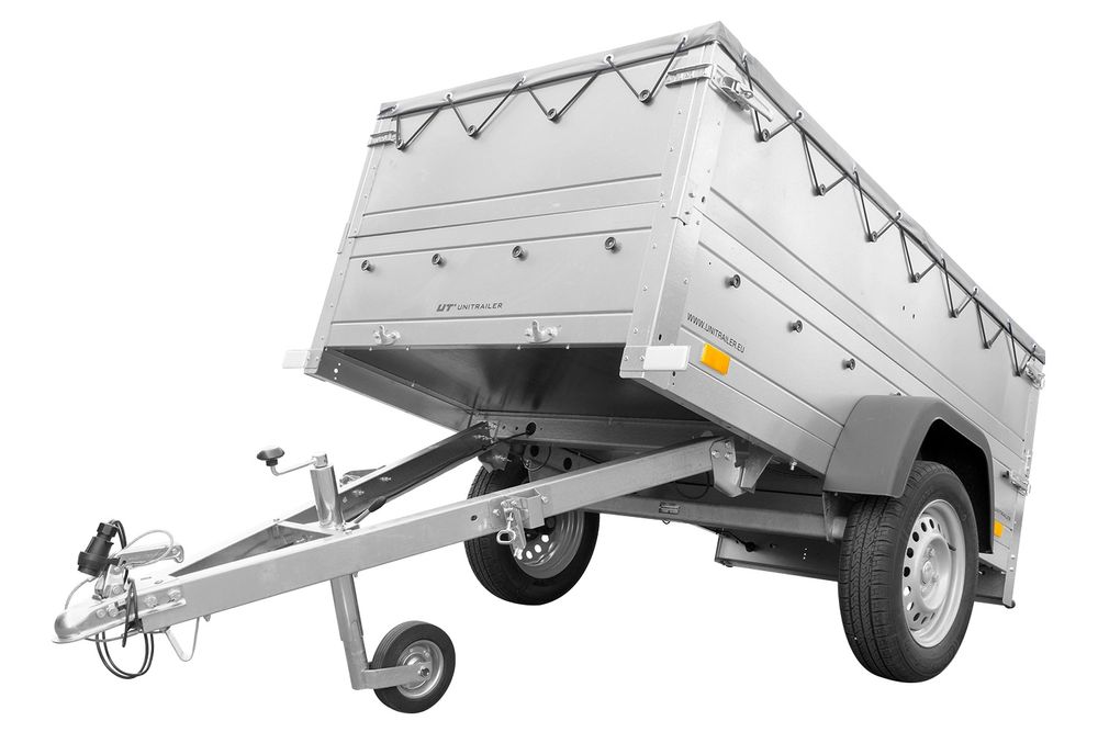 Kippbarer Pkw Anhänger GARDEN TRAILER 200 KIPP mit zusätzlichen Bordwänden, Stützrad und Flachplane