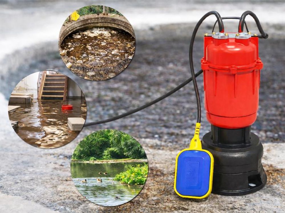 VERTEX, Tauchpumpe mit Schwimmerschalter, gusseisern, 550W Vertex, Für sauberes Wasser, Schmutzwasser und Abwasser, Feuerwehrkupplung im Set