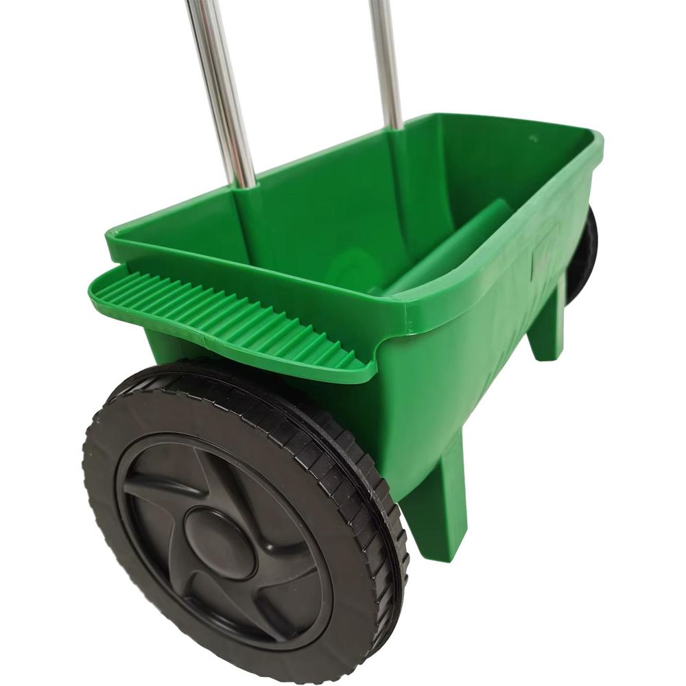 LUXTOM | Streuwagen, 12L, 44 cm Streubreite, Doppelschubbügel, beidseitiger Schnappverschluss, Stellhebel, korrosionsfeste Walze, Gehäuse aus bruchfestem Kunststoff