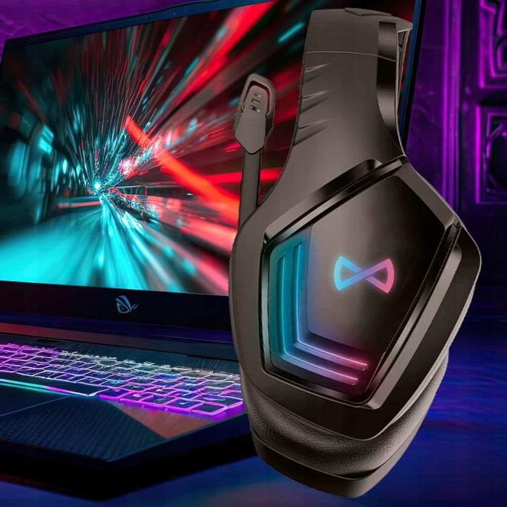 Cuffie Gaming Wireless Forever Bluetooth 5.0 – Illuminazione RGB, comandi integrati, autonomia di 12 ore, cuffie stereo LED con microfono per laptop