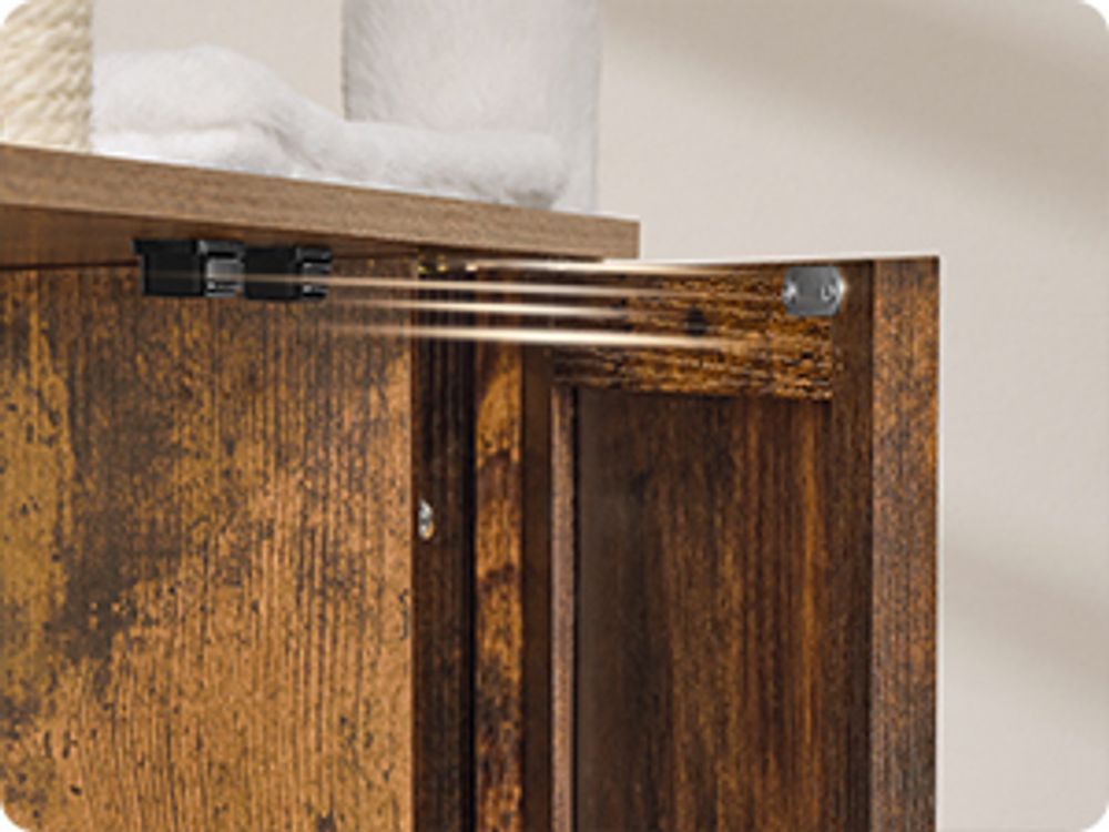 Feandrea Kratzbaum, Katzenklo-Schrank, erhöhte Fressnäpfe, mehrstöckiger Katzenbaum, Kratzstämmen vintagebraun