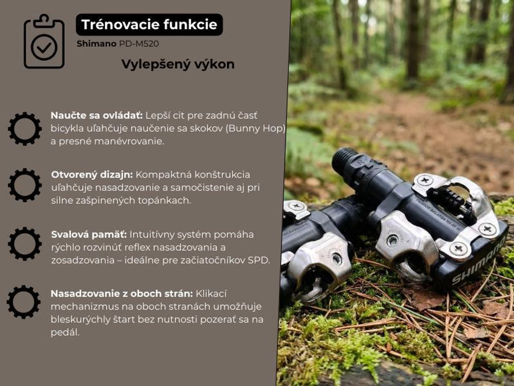 Shimano PD-M520-L, Čierna, 380 g, 2 kusov
