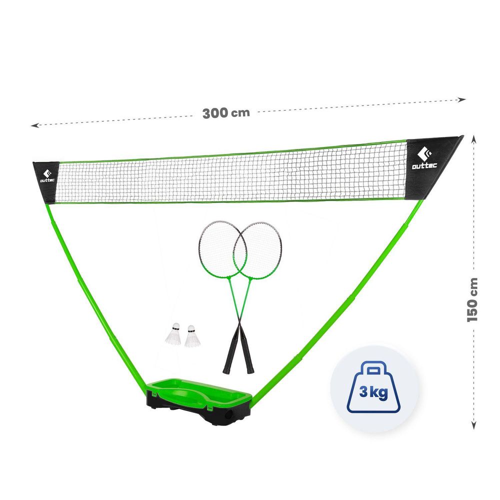 Badmintonschläger-Set mit Netz und Federbällen, Maße 300x150 cm, Gewicht 3 kg