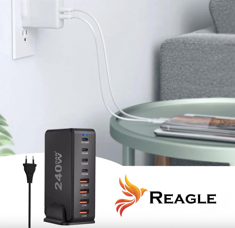 GaN 240W Schnellladegerät PD 4x USB C 4x QC 3.0 für LAPTOP IPHONE 100W MAC
